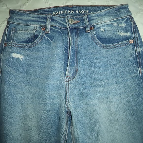 AMERICAN EAGLE JEANS COMFORT STRETCH WAISTBAND STRAIGHT DISTRESSED-WOMENS SIZE 2 - Picture 3 of 4